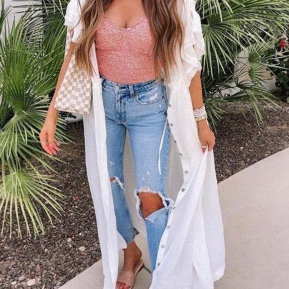 White Open Back Boho Maxi Dress LAST ONE! - Picture 5 of 9